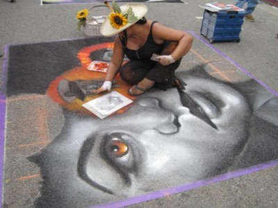 chalk drawing at the Day of the Dead