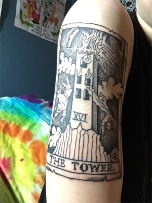 Tower Tarot Card Tattoo. DO NOT DISTRIBUTE PHOTO