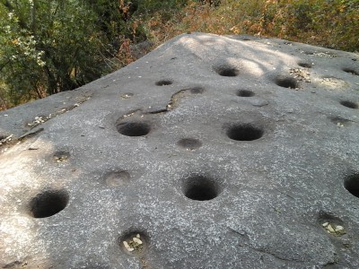 Grinding holes, oaks are abundant at lower elevations