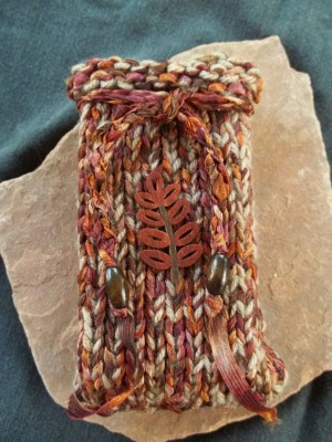 autumn colored knitted tarot bag.jpg
