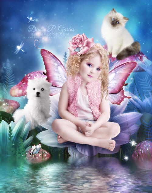 little girl fairy with dog