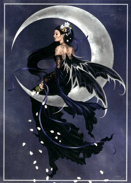Fairy sitting on crescent moon